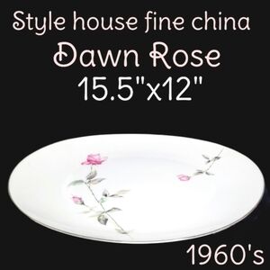 Vintage 1960's Style house fine china dawn rose pattern serving platter 15.5"